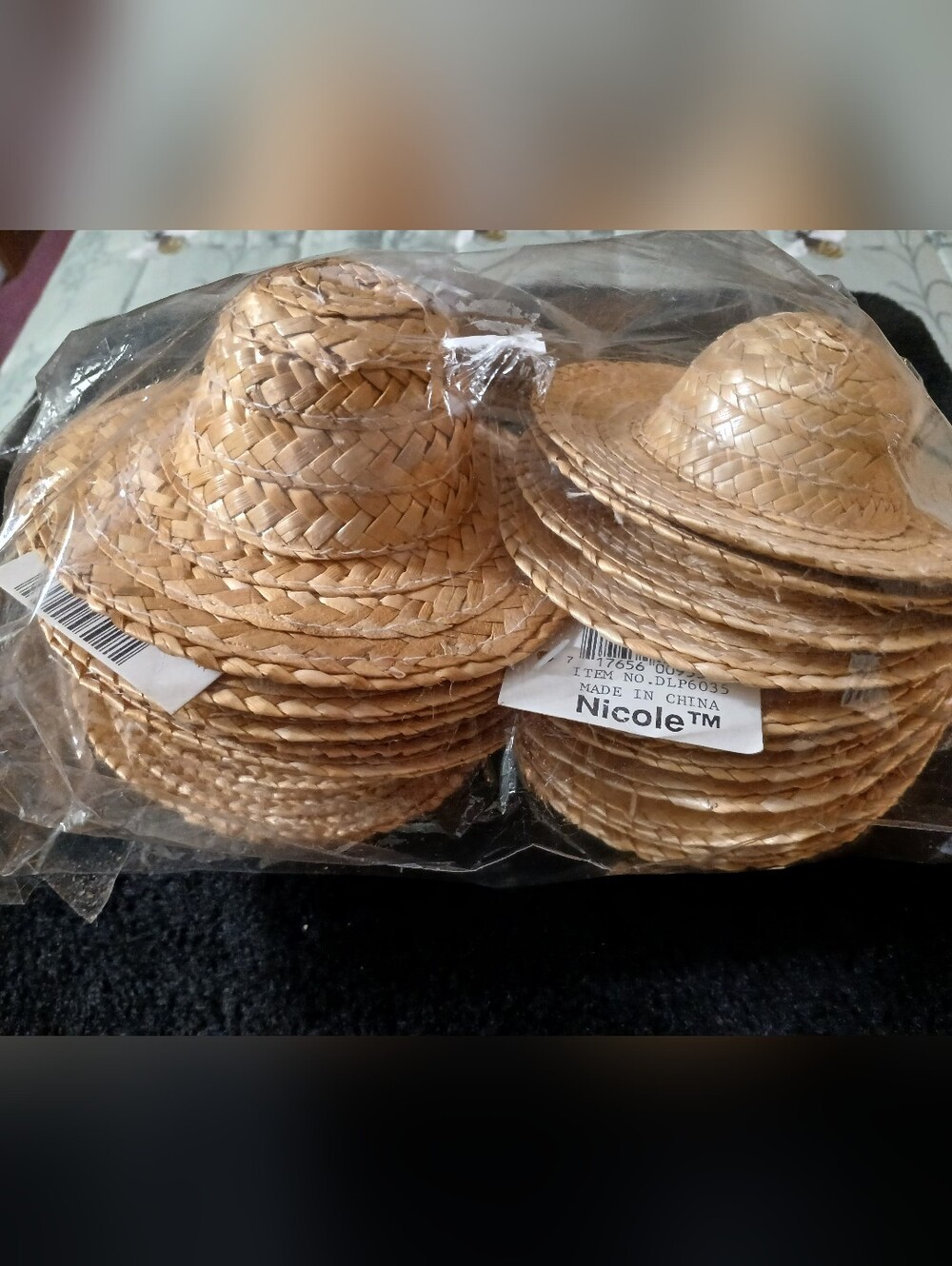 Lot of 19 Mini Straw Hats For Crafts by Nicole 5" & 4" NEW